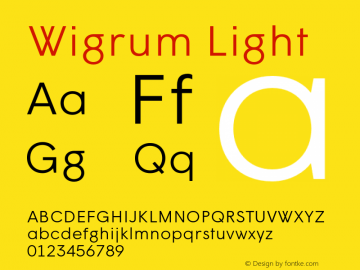 Wigrum Light Version 2.001;PS 2.1;hotconv 1.0.88;makeotf.lib2.5.647800图片样张