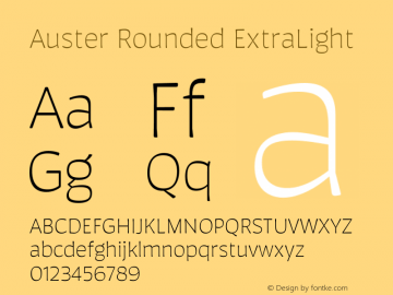 Auster Rounded ExtraLight Version 1.000;PS 001.000;hotconv 1.0.88;makeotf.lib2.5.64775图片样张