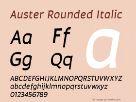 Auster Rounded Italic Version 1.000;PS 001.000;hotconv 1.0.88;makeotf.lib2.5.64775图片样张