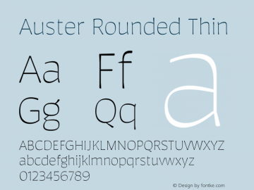 Auster Rounded Thin Version 1.000;PS 001.000;hotconv 1.0.88;makeotf.lib2.5.64775图片样张