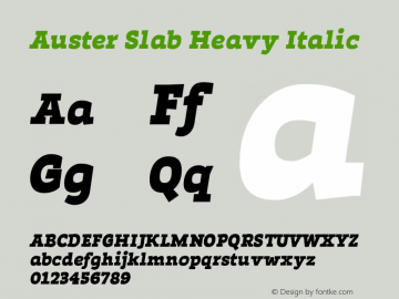 Auster Slab Heavy Italic Version 1.000;hotconv 1.0.109;makeotfexe 2.5.65596图片样张