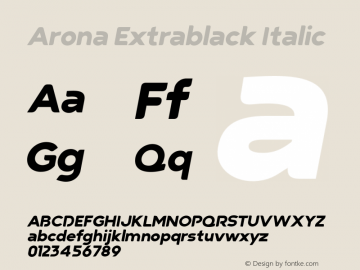 Arona Extrablack Italic Version 2.000图片样张