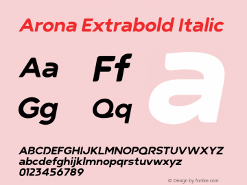 Arona Extrabold Italic Version 2.000图片样张