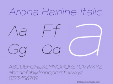 Arona Hairline Italic Version 2.000图片样张