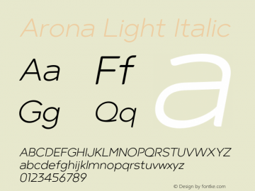 Arona Light Italic Version 2.000图片样张