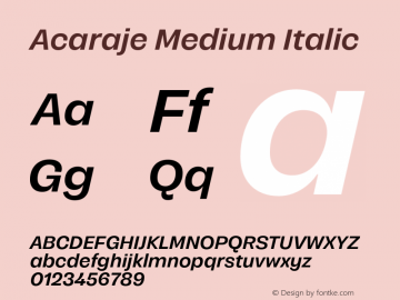 Acaraje Medium Italic Version 1.000;Glyphs 3.2 (3221)图片样张