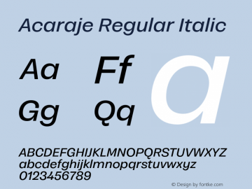 Acaraje Regular Italic Version 1.000;Glyphs 3.2 (3221)图片样张