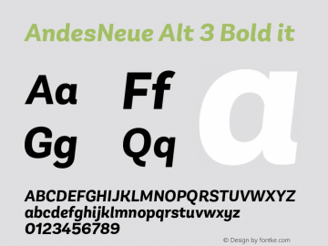 AndesNeue Alt 3 Bold it Version 1.001;PS 001.001;hotconv 1.0.88;makeotf.lib2.5.64775图片样张
