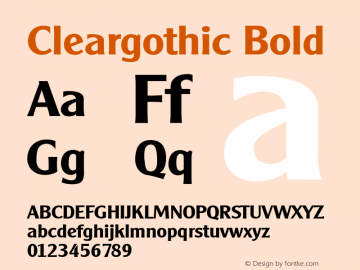 Cleargothic Bold Altsys Fontographer 3.5  06.11.1994 Font Sample