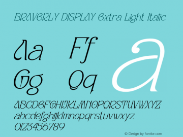 BRAVERLYDISPLAY-ExtLtIta Version 1.001;Fontself Maker 3.5.8图片样张