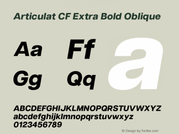 Articulat CF Extra Bold Oblique Version 3.300;Glyphs 3.2 (3221)图片样张