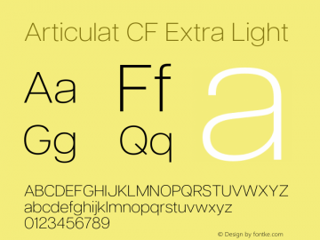 Articulat CF Extra Light Version 3.300;Glyphs 3.2 (3221)图片样张