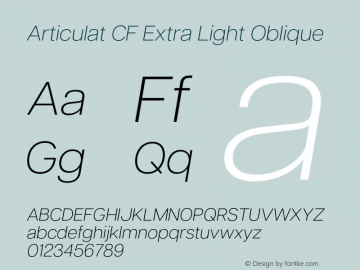 Articulat CF Extra Light Oblique Version 3.300;Glyphs 3.2 (3221)图片样张