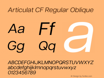 Articulat CF Regular Oblique Version 3.300;Glyphs 3.2 (3221)图片样张