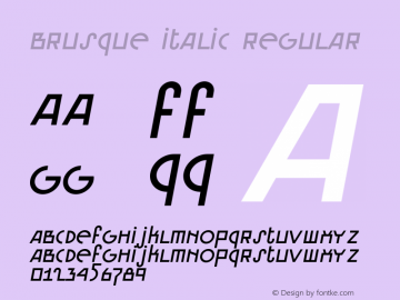 Brusque Italic Version 1.000 2008 initial release图片样张