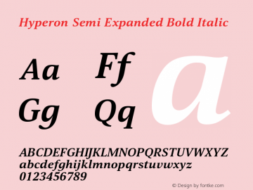 Hyperon Semi Expanded Bold Italic Version 1.000图片样张