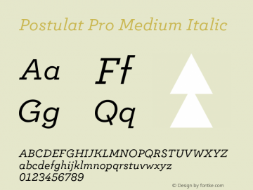 Postulat Pro Medium Italic Version 1.000;FEAKit 1.0图片样张