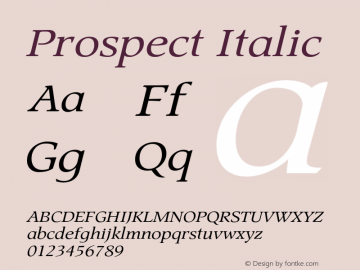 Prospect Italic Version 1.000 2007 initial release图片样张