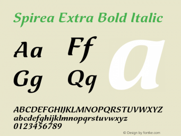 Spirea Extra Bold Italic Version 1.000图片样张