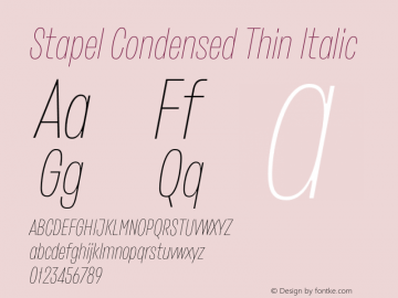 Stapel Condensed Thin Italic Version 1.000图片样张