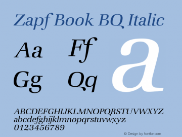 Zapf Book BQ Italic 001.000 Font Sample