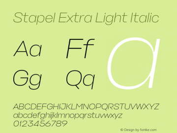 Stapel Extra Light Italic Version 1.000图片样张