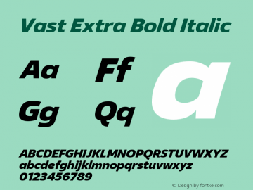 Vast Extra Bold Italic Version 1.000图片样张