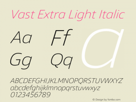 Vast Extra Light Italic Version 1.000图片样张