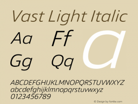 Vast Light Italic Version 1.000图片样张