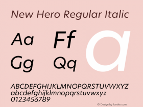 New Hero Regular Italic Version 2.002;FEAKit 1.0图片样张