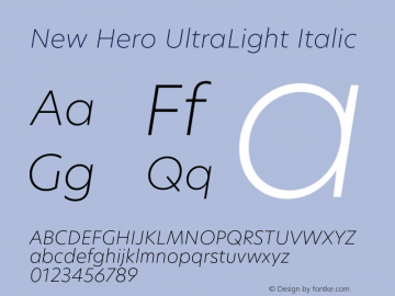 New Hero UltraLight Italic Version 2.002;FEAKit 1.0图片样张