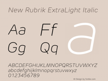 New Rubrik ExtraLight Italic Version 2.001;FEAKit 1.0图片样张