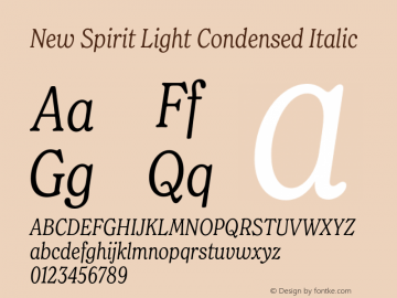 New Spirit Light Condensed Italic Version 1.001;Glyphs 3.1.2 (3151)图片样张