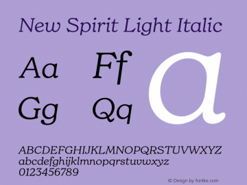 New Spirit Light Italic Version 1.001;Glyphs 3.1.2 (3151)图片样张