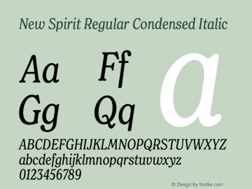 New Spirit Regular Condensed Italic Version 1.001;Glyphs 3.1.2 (3151)图片样张