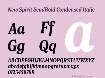 New Spirit SemiBold Condensed Italic Version 1.001;Glyphs 3.1.2 (3151)图片样张