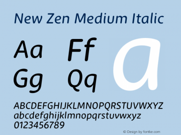 New Zen Medium Italic Version 2.001;FEAKit 1.0图片样张