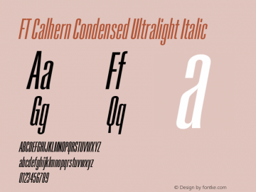 FT Calhern Condensed Ultralight Italic Version 1.001;Glyphs 3.1.2 (3151)图片样张