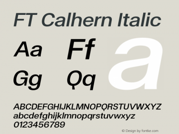 FT Calhern Regular Italic Version 1.001;Glyphs 3.1.2 (3151)图片样张