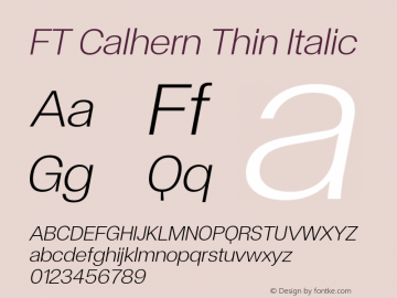 FT Calhern Thin Italic Version 1.001;Glyphs 3.1.2 (3151)图片样张