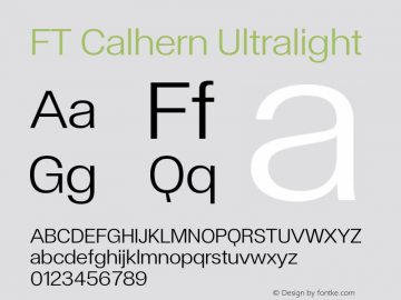 FT Calhern Ultralight Version 1.001;Glyphs 3.1.2 (3151)图片样张