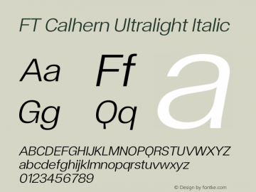 FT Calhern Ultralight Italic Version 1.001;Glyphs 3.1.2 (3151)图片样张