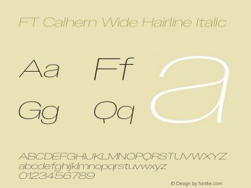 FT Calhern Wide Hairline Italic Version 1.001;Glyphs 3.1.2 (3151)图片样张