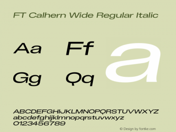 FT Calhern Wide Regular Italic Version 1.001;Glyphs 3.1.2 (3151)图片样张