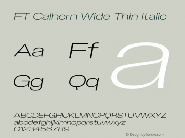 FT Calhern Wide Thin Italic Version 1.001;Glyphs 3.1.2 (3151)图片样张