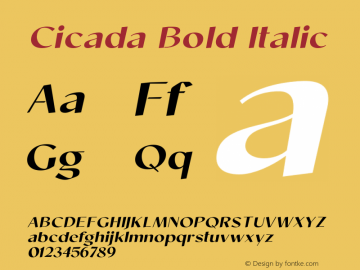 Cicada-BoldItalic Version 1.000;hotconv 1.0.109;makeotfexe 2.5.65596图片样张