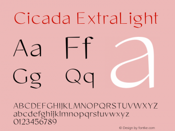 Cicada ExtraLight Version 1.000;hotconv 1.0.109;makeotfexe 2.5.65596图片样张