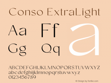 Conso ExtraLight Version 1.000;hotconv 1.0.109;makeotfexe 2.5.65596图片样张