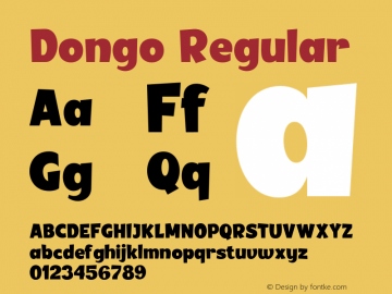 Dongo Regular Version 1.000;hotconv 1.0.109;makeotfexe 2.5.65596图片样张