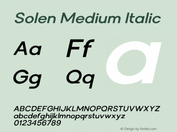 Solen-MediumItalic Version 1.000;hotconv 1.0.109;makeotfexe 2.5.65596图片样张